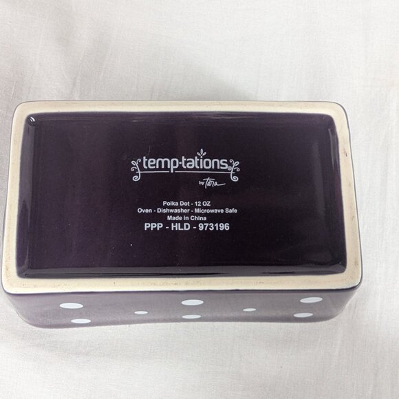 Temptations by Tara Purple White Polka Dot 12 oz Mini Loaf Pan Bread Baking - Picture 8 of 8